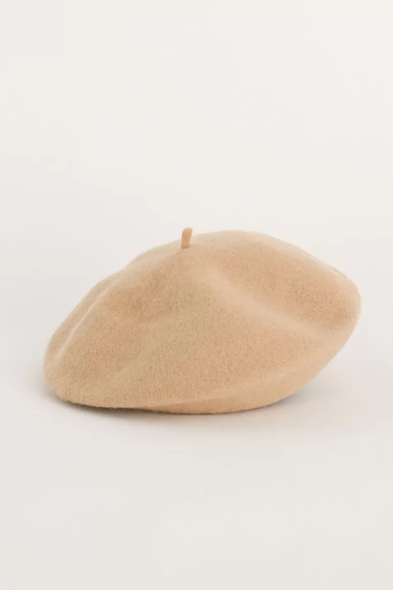 Women Olive Clothing 18 Wool Beret, Beige
