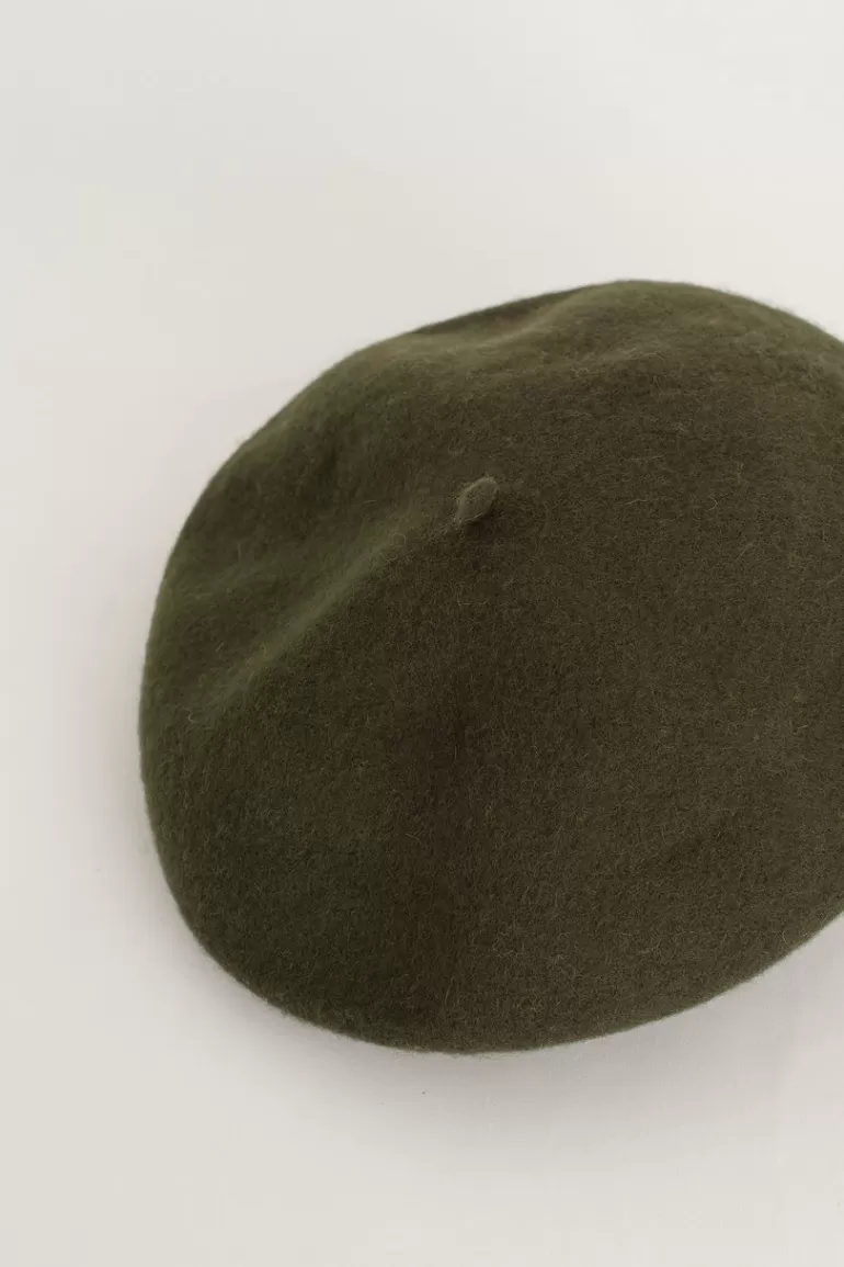 Women Olive Clothing 18 Wool Beret, Khaki