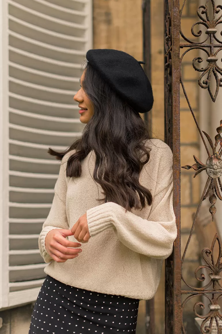 Women Olive Clothing 19 Wool Beret, Black