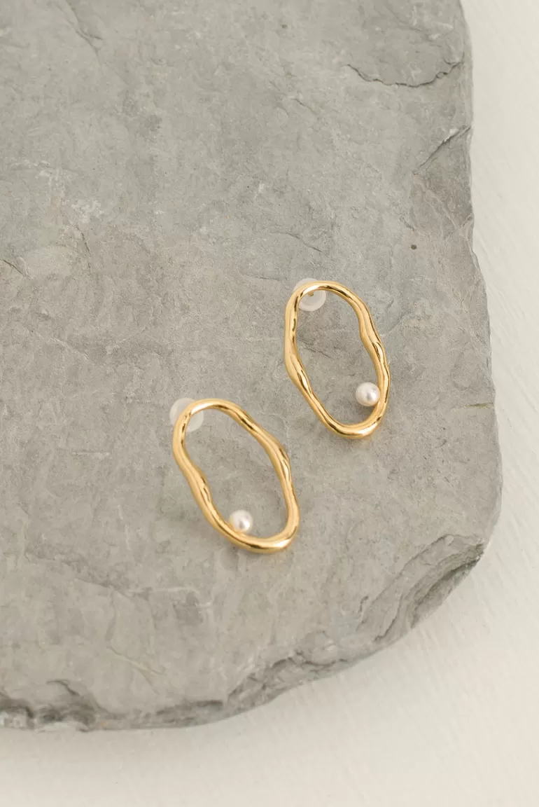 Women Olive Clothing Aditi Pearl Earrings, 14K Gold Plated