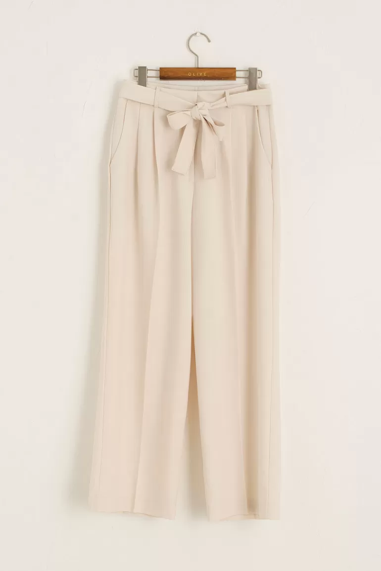 Women Olive Clothing Autumn Belted Slacks, Ivory