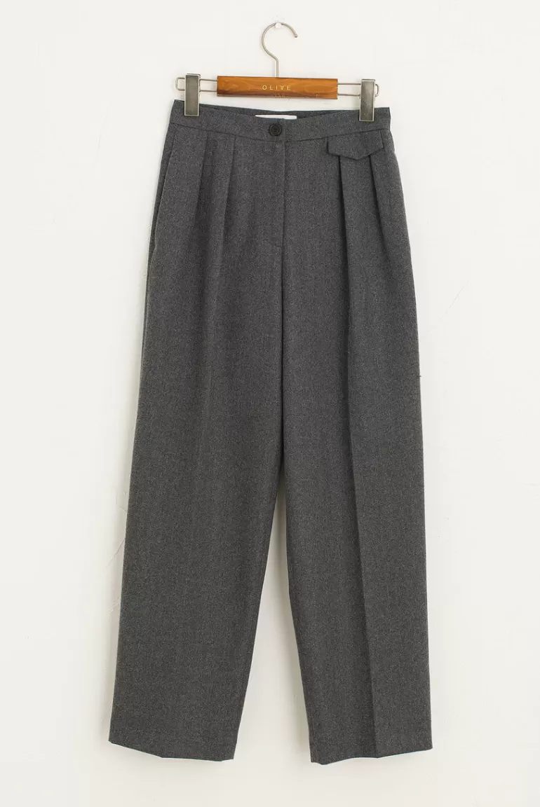Women Olive Clothing Ava Blend Trousers, Charcoal