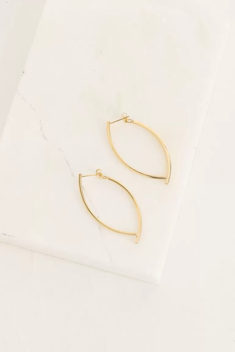 Women Olive Clothing Bea Cross Earrings, Gold