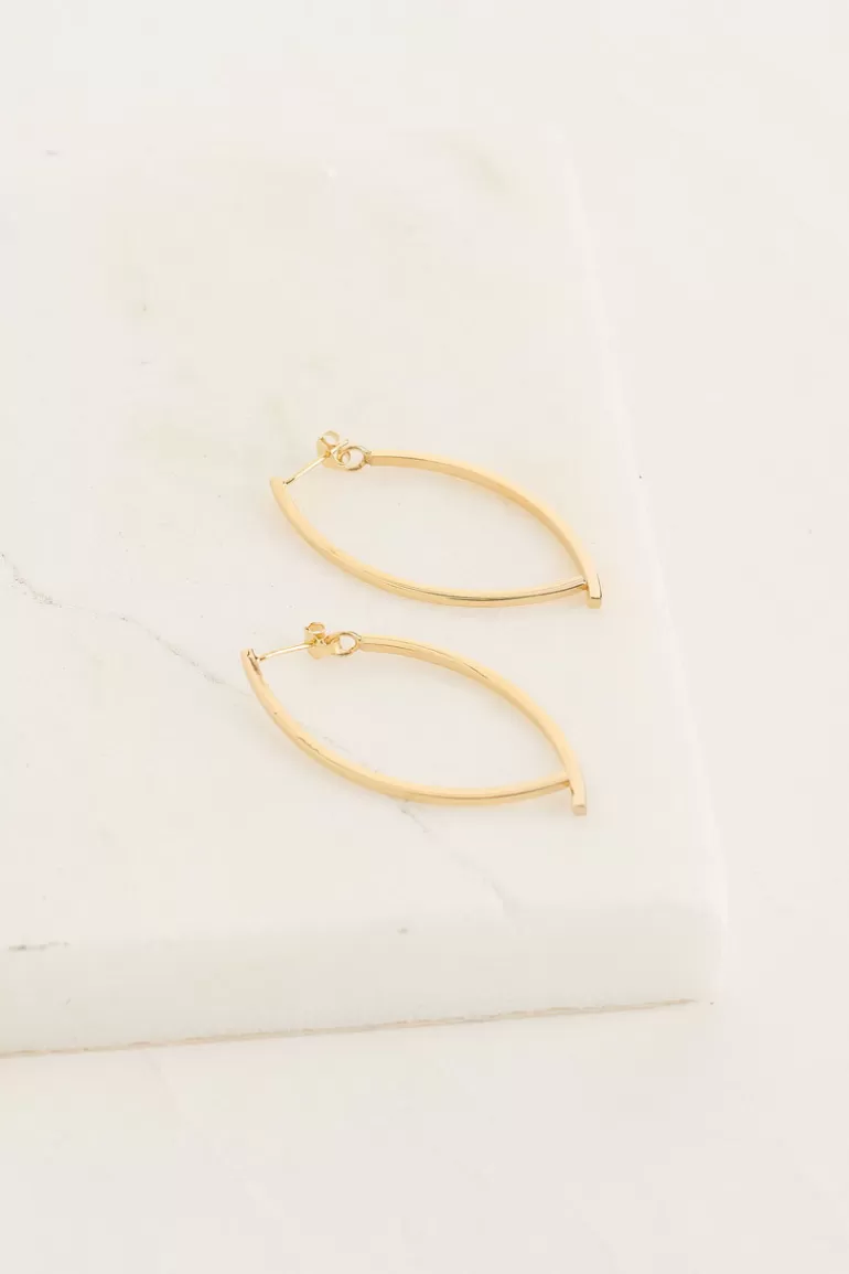 Women Olive Clothing Bea Cross Earrings, Gold