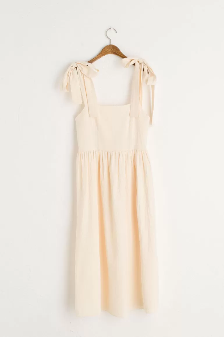 Women Olive Clothing Belle Ribbon Dress, Cream