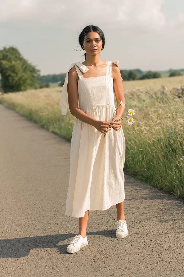 Women Olive Clothing Belle Ribbon Dress, Cream