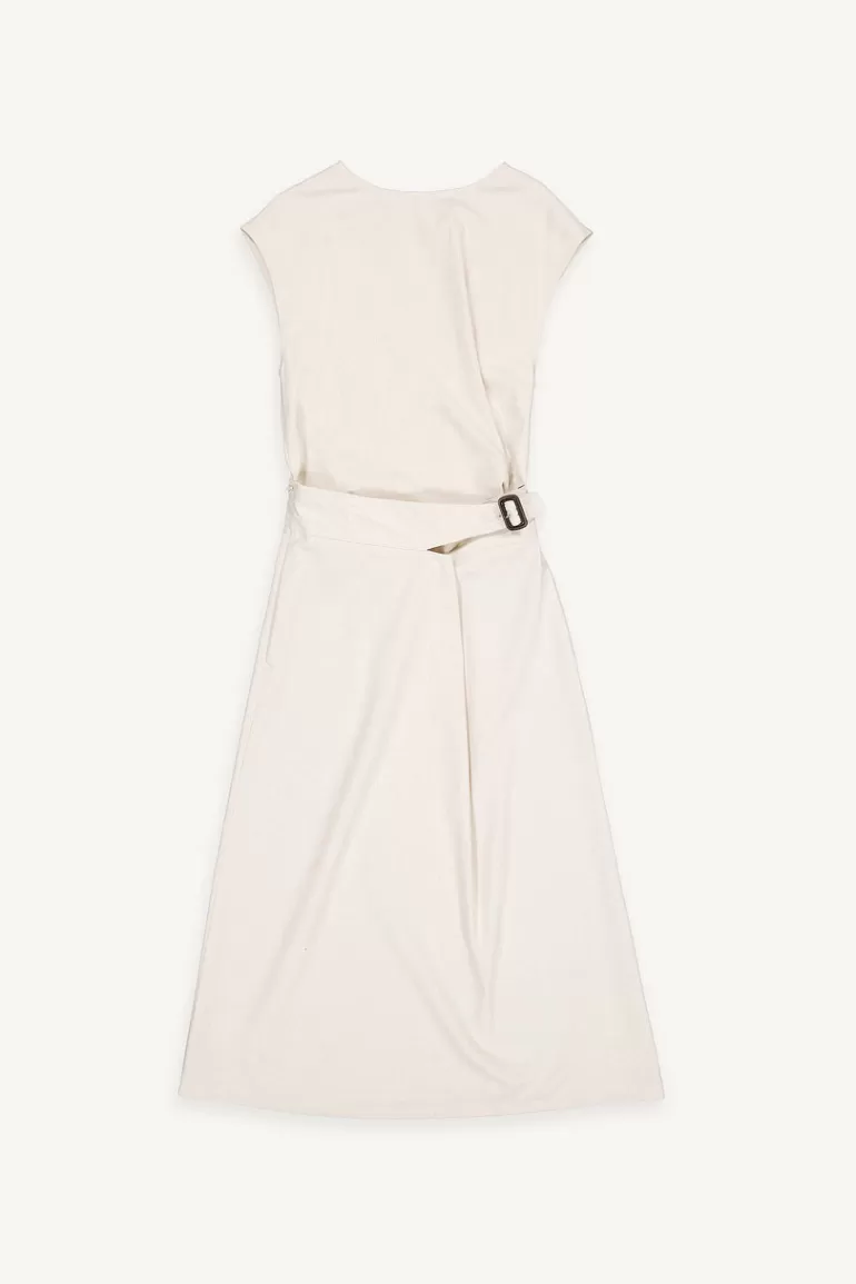 Women Olive Clothing Belted Two Piece Dress, Oat