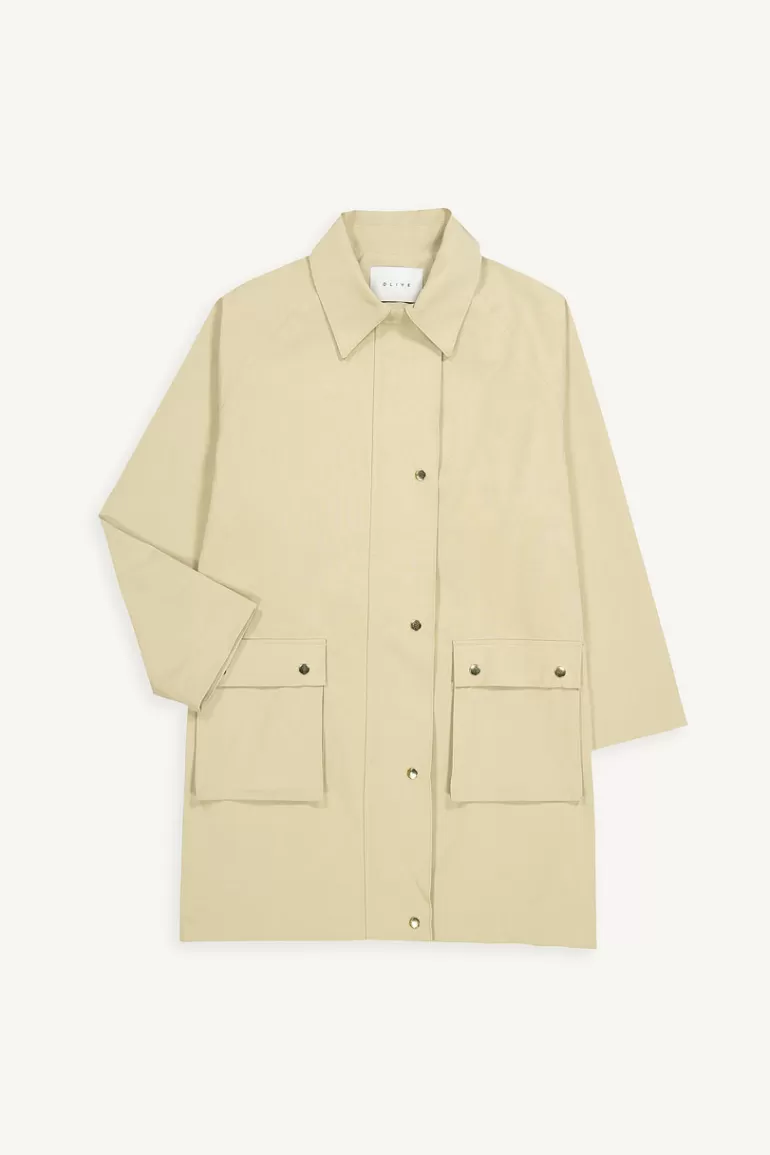 Women Olive Clothing Boxy Pocket Field Jacket, Beige
