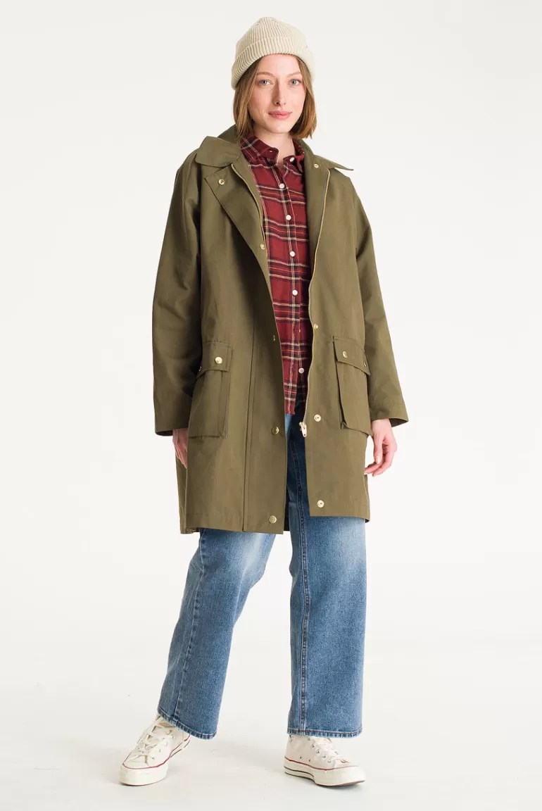Women Olive Clothing Boxy Pocket Field Jacket, Khaki
