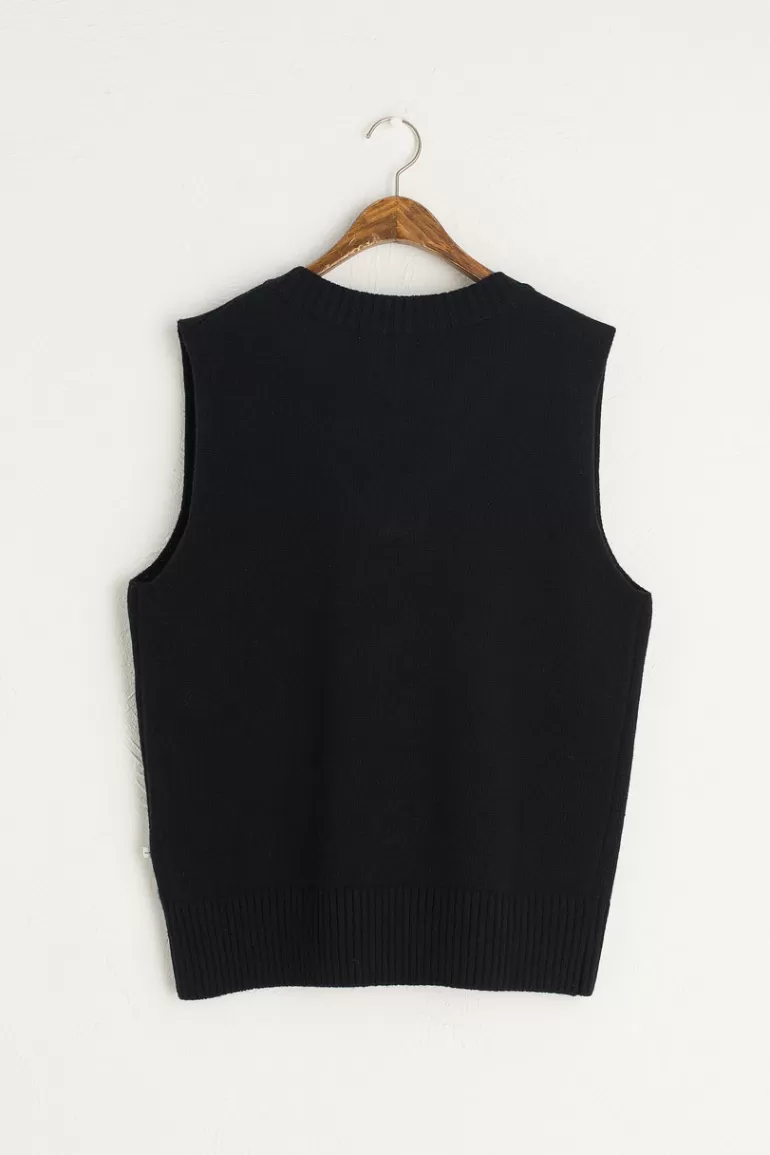 Women Olive Clothing Boyfriend Knit Vest, Black