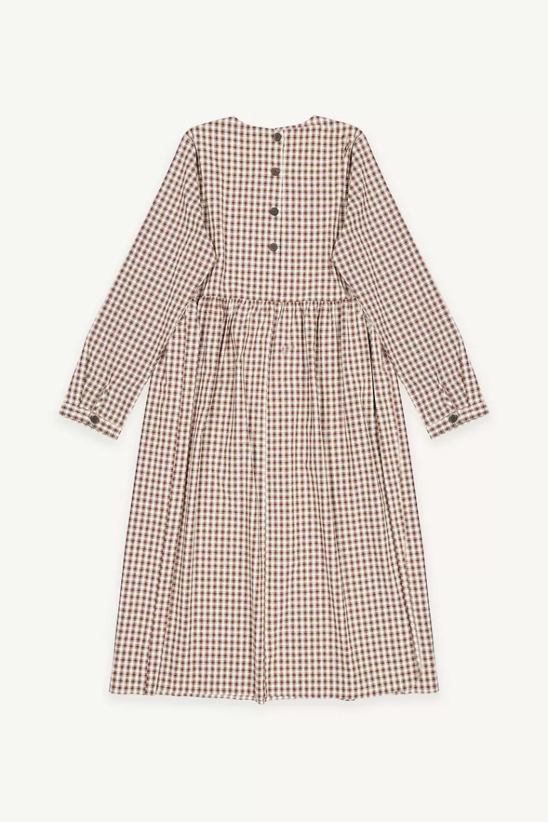Women Olive Clothing Button Check Babydoll Dress, Brown