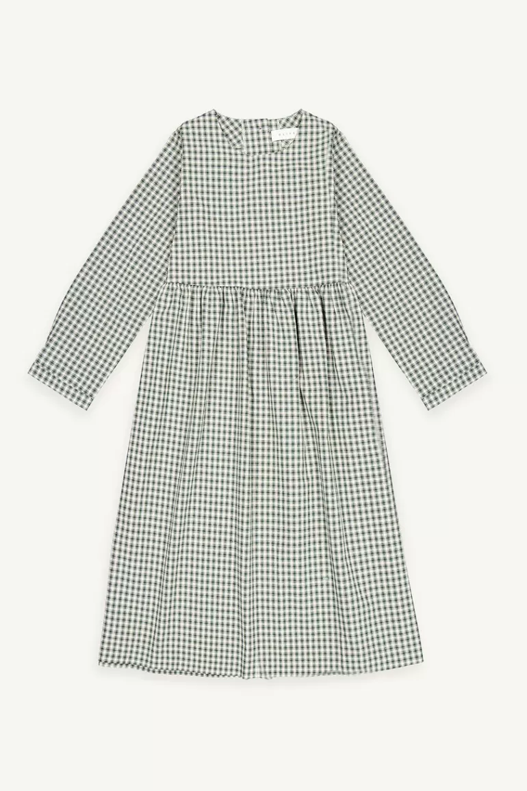 Women Olive Clothing Button Check Babydoll Dress, Green