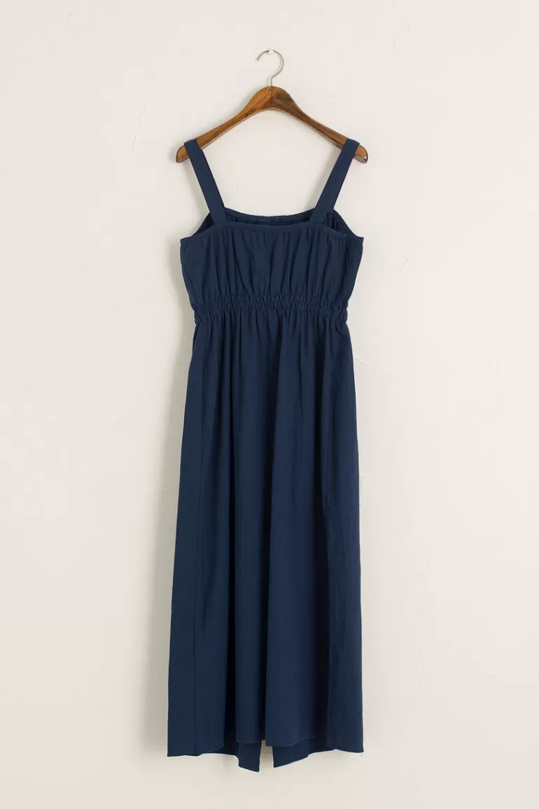 Women Olive Clothing Button Down Slip Dress, Navy