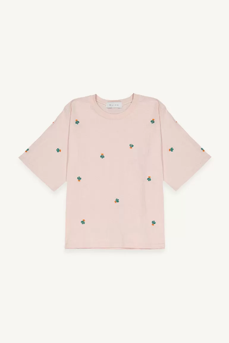 Women Olive Clothing Cactus Stitch Tee, Pink