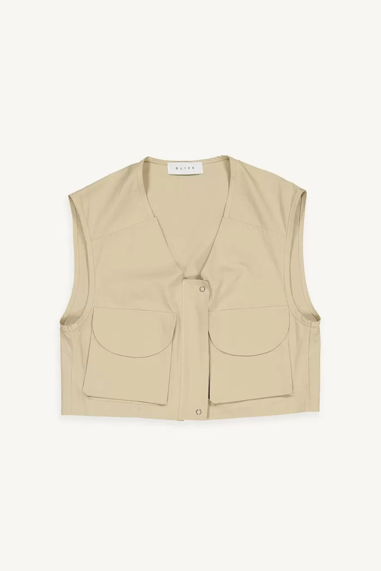Women Olive Clothing Camper Vest, Beige