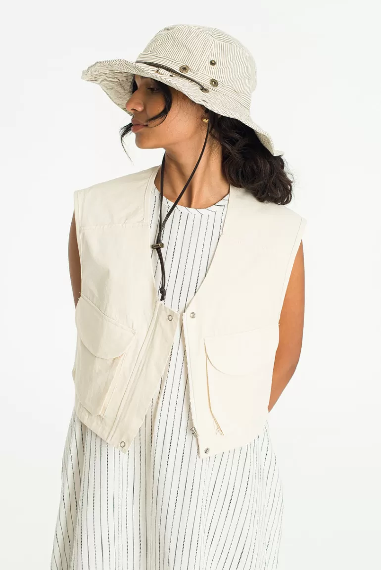 Women Olive Clothing Camper Vest, Ivory