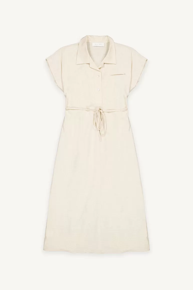 Women Olive Clothing Cap Sleeve Shirt Dress, Ivory