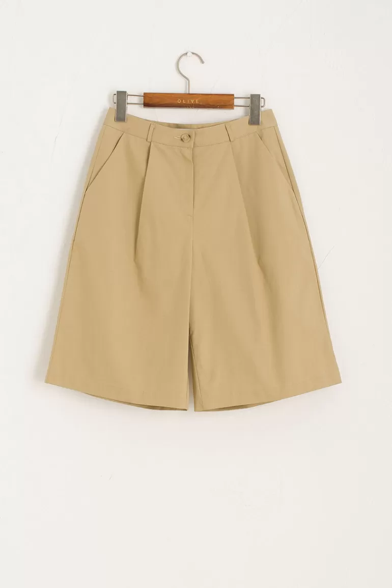 Women Olive Clothing Ceci Boxy Half Pants, Beige