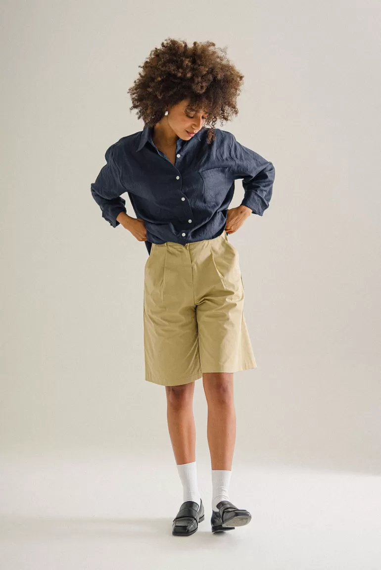Women Olive Clothing Ceci Boxy Half Pants, Beige