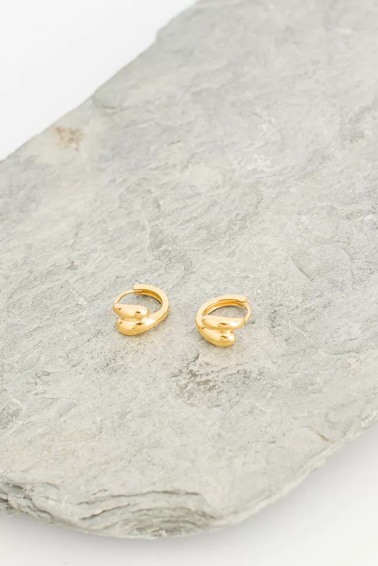 Women Olive Clothing Circle Line Earrings, 14K Gold Plated