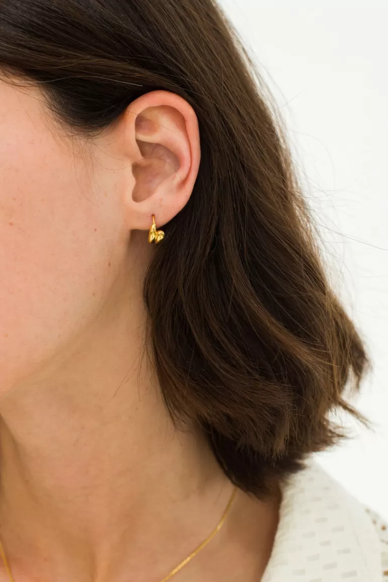 Women Olive Clothing Circle Line Earrings, 14K Gold Plated