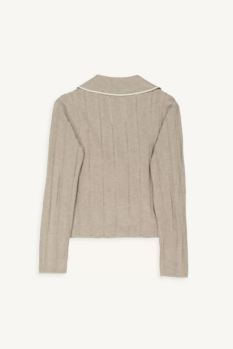Women Olive Clothing Collar Button Cardigan, Beige