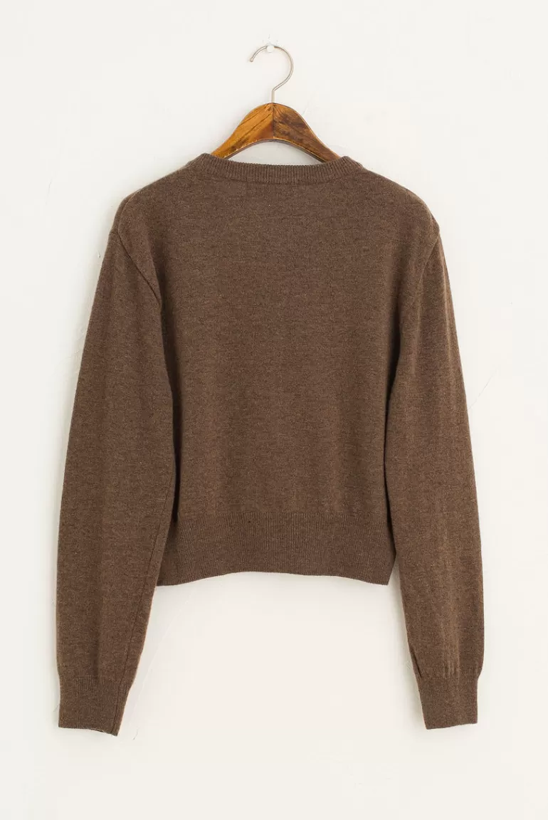 Women Olive Clothing Colour Contrast Cardigan, Brown