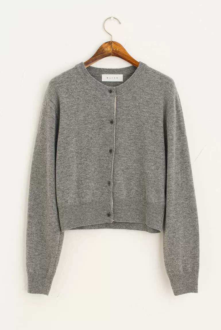 Women Olive Clothing Colour Contrast Cardigan, Grey