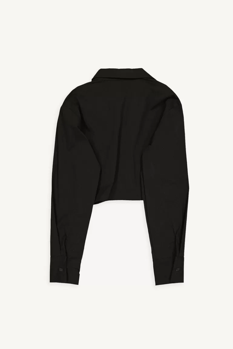 Women Olive Clothing Cotton Bolero Shirt, Black