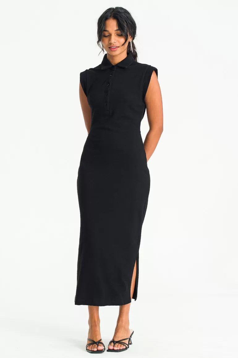 Women Olive Clothing Delta Polo Dress, Black