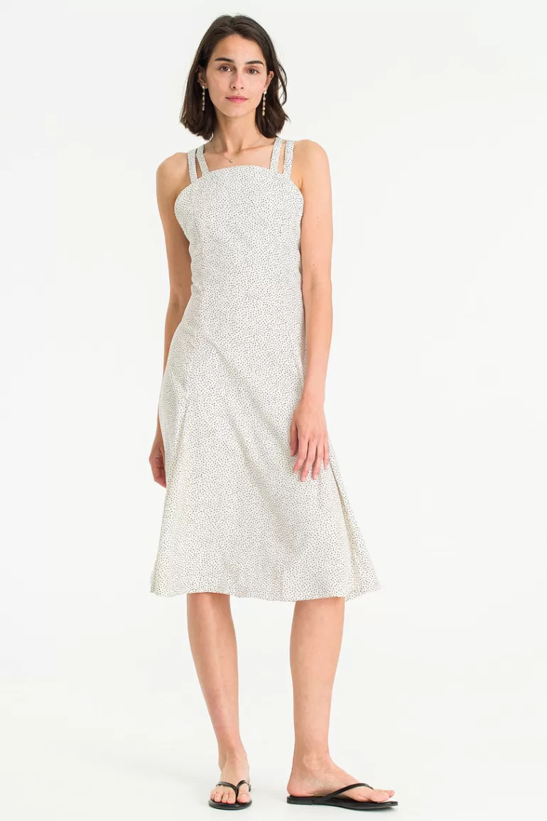 Women Olive Clothing Dotty Double Strap Dress, Ivory