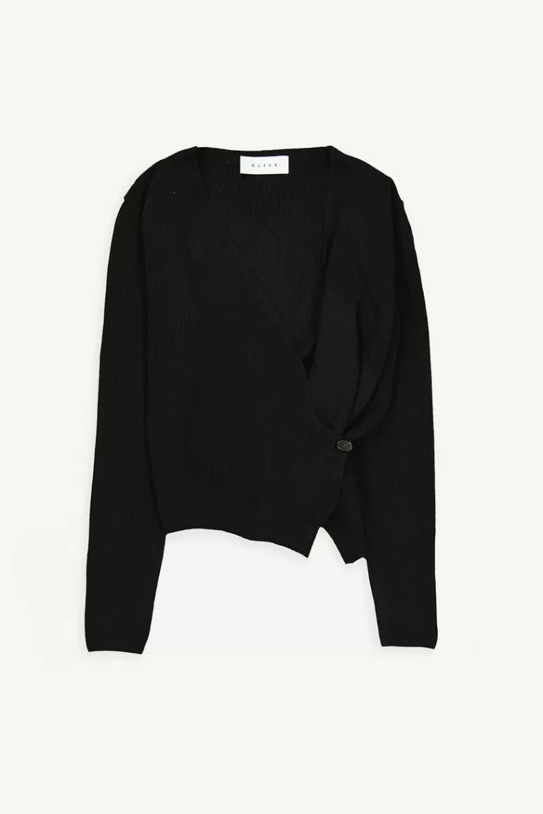 Women Olive Clothing Double Wrap Cardigan, Black