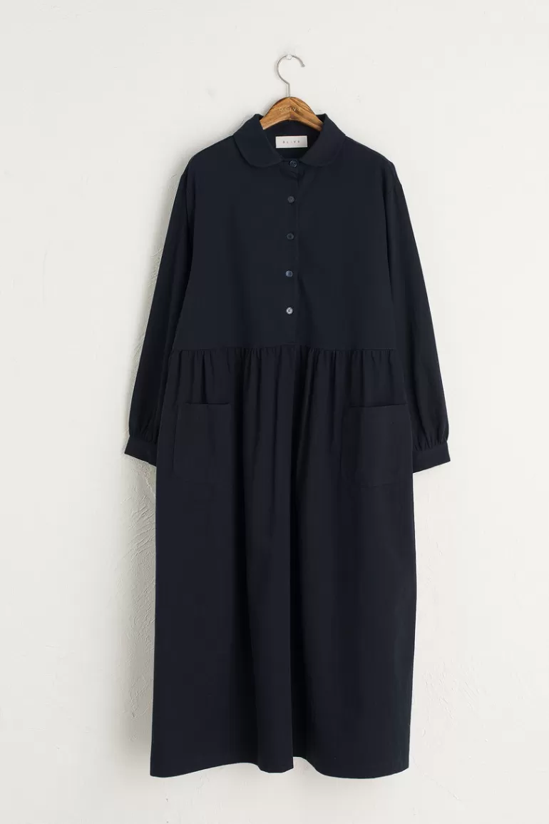 Women Olive Clothing Ella Twin Pocket Dress, Navy