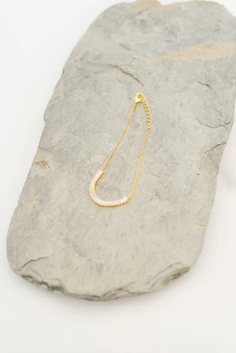 Women Olive Clothing Elsa Crystal Bracelet, Gold Plated