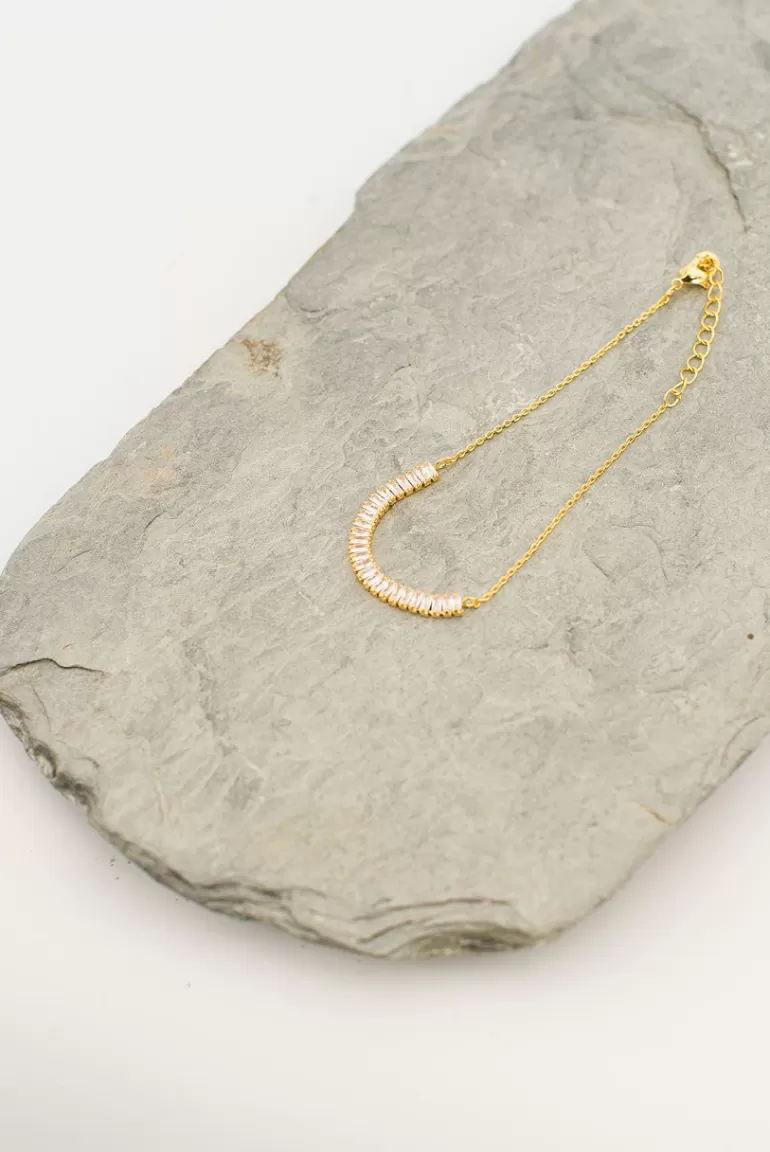 Women Olive Clothing Elsa Crystal Bracelet, Gold Plated