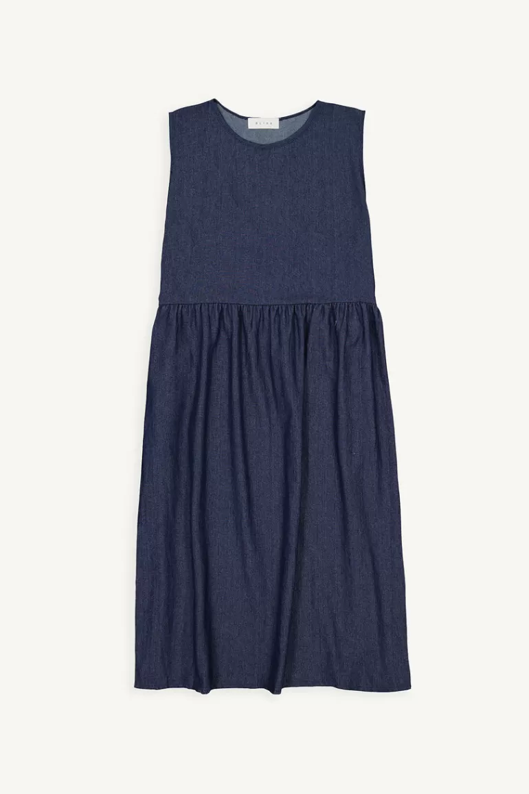 Women Olive Clothing Elsa Denim Pinafore Dress, Mid Blue