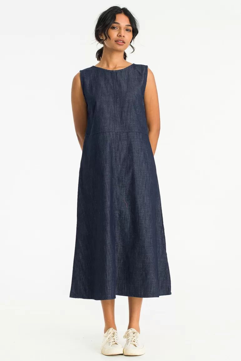 Women Olive Clothing Elsa Pinafore Dress, Indigo