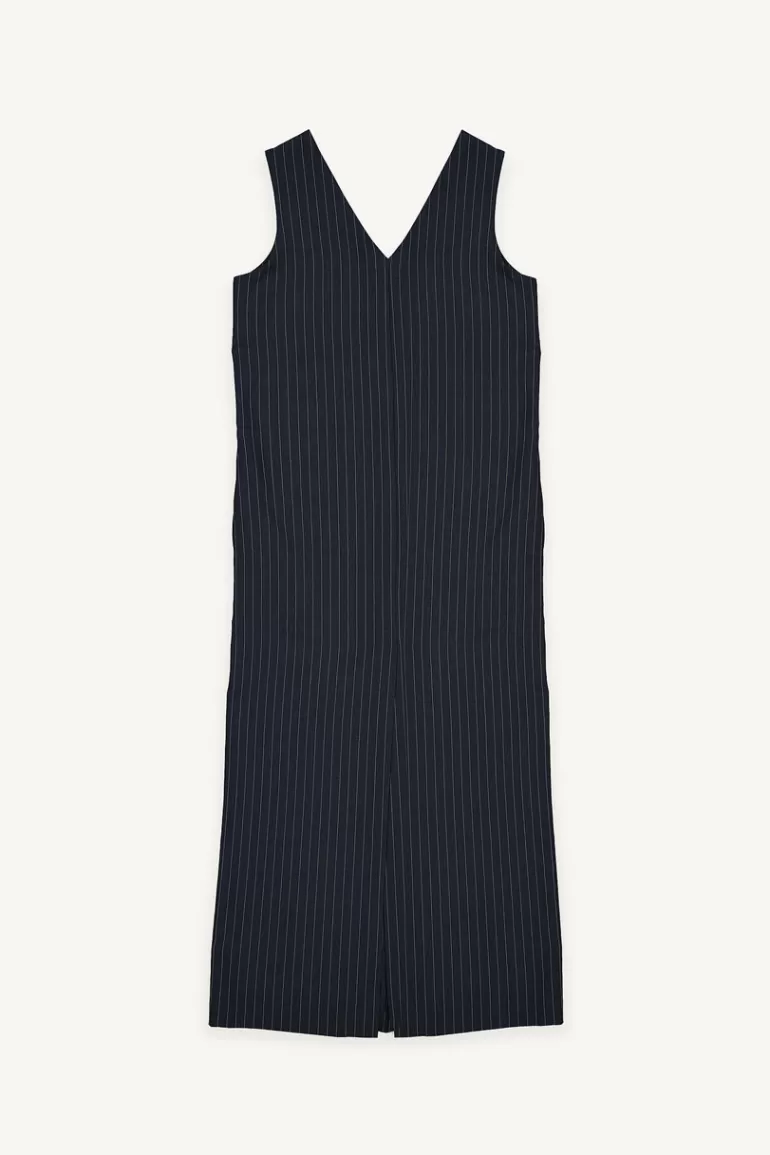 Women Olive Clothing Elsa Pinstripe Dress, Navy