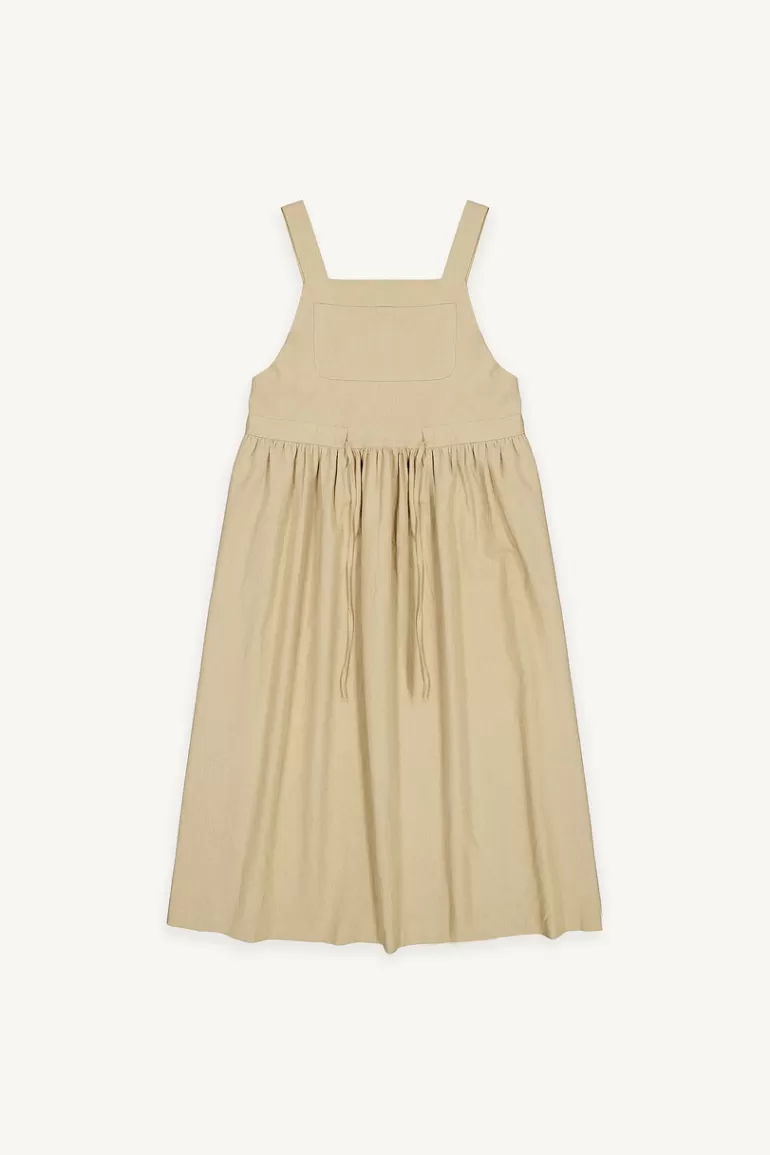 Women Olive Clothing Emma Dungaree Dress, Beige