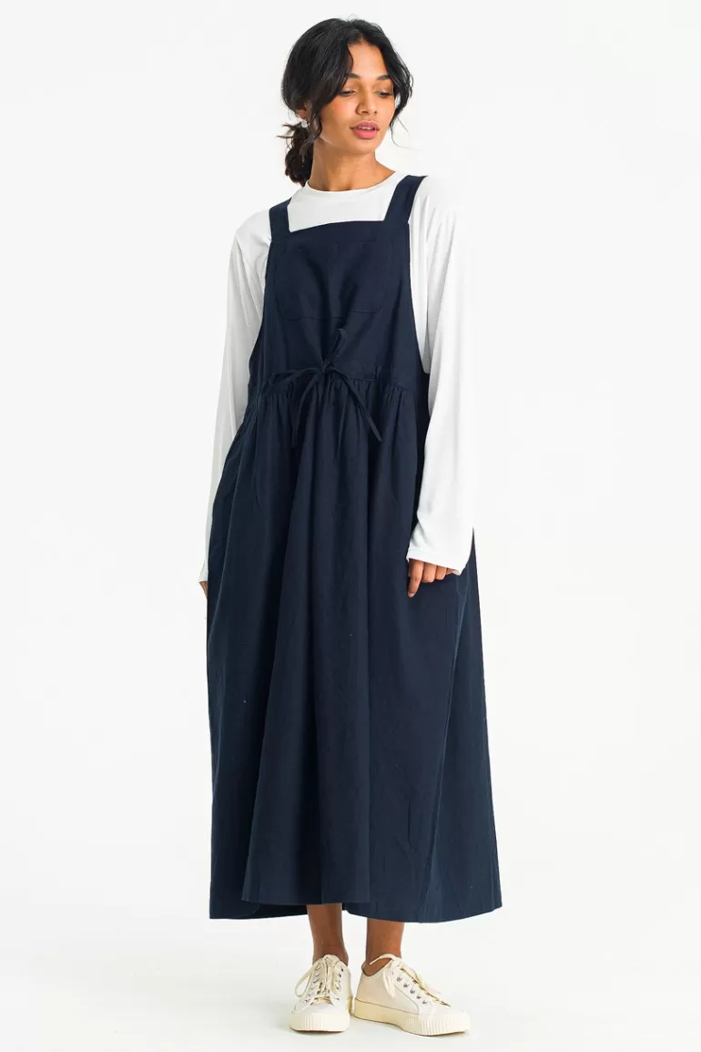 Women Olive Clothing Emma Dungaree Dress, Navy