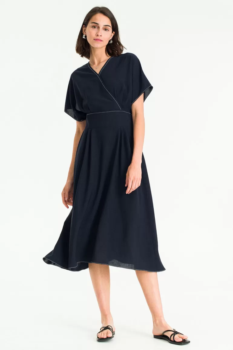 Women Olive Clothing Esta Kimono Dress, Navy