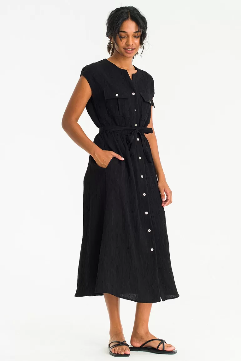 Women Olive Clothing Evie Double Pocket Dress, Black