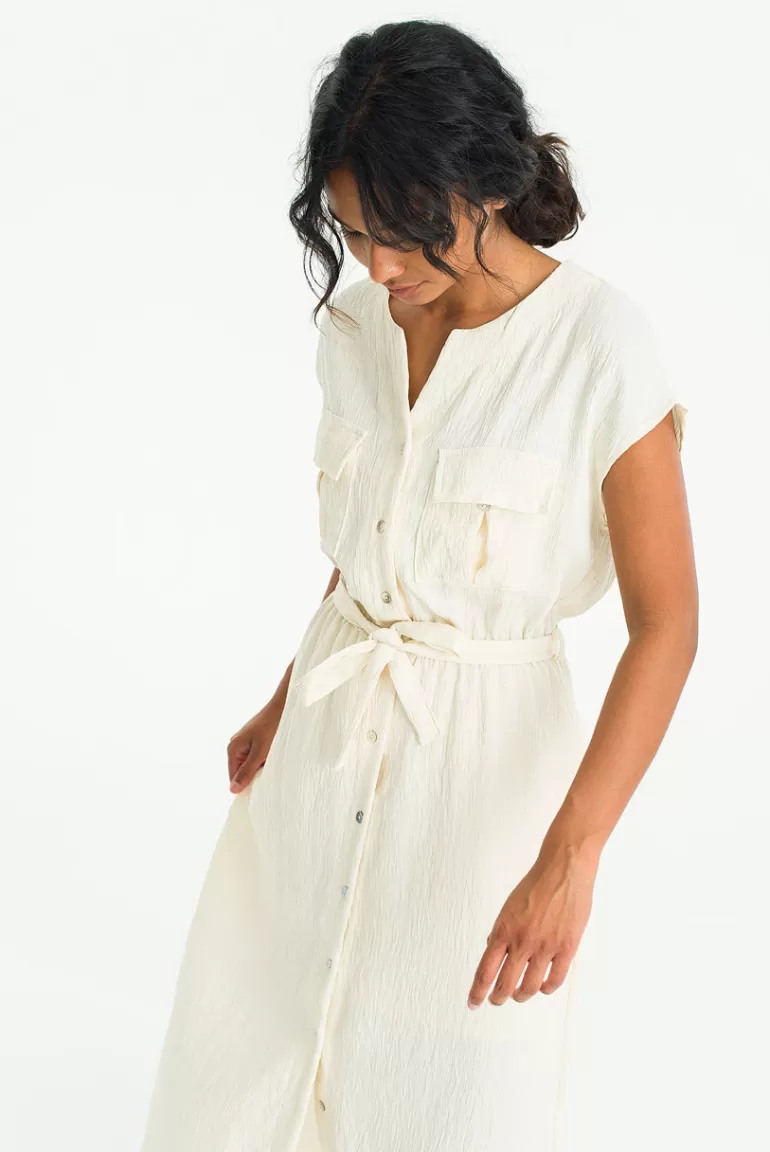 Women Olive Clothing Evie Double Pocket Dress, Cream