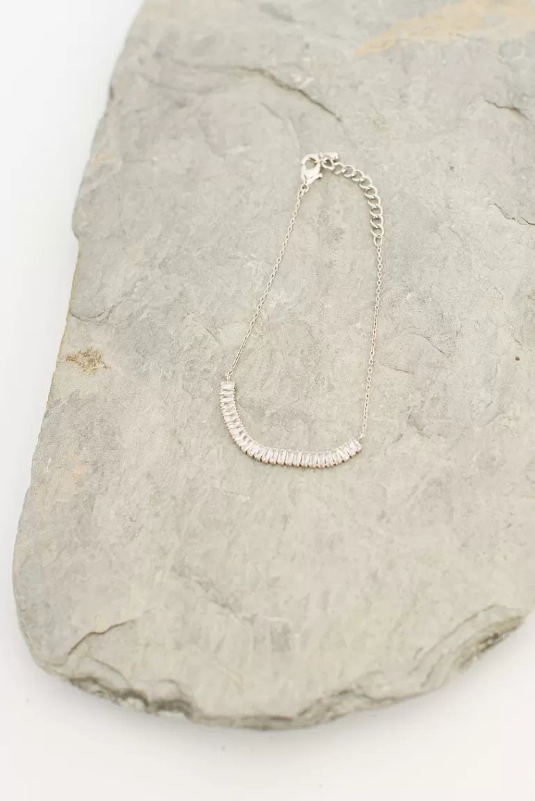 Women Olive Clothing Evie Row Bracelet, Silver Plated