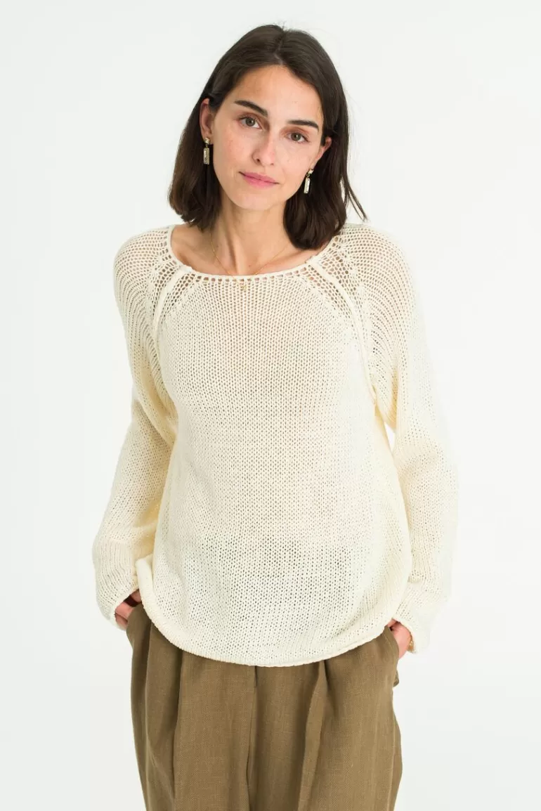 Women Olive Clothing Fara Lip Neck Jumper, Ivory