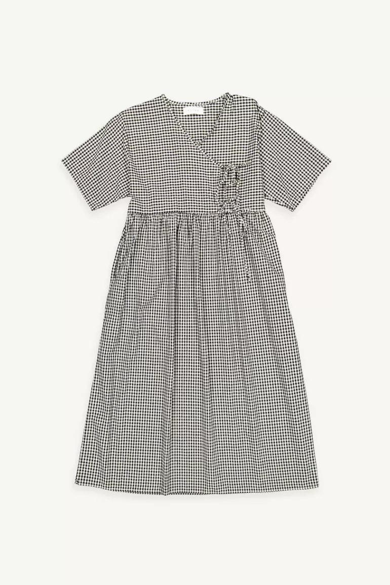 Women Olive Clothing Faye Ribbon Dress, Gingham Black