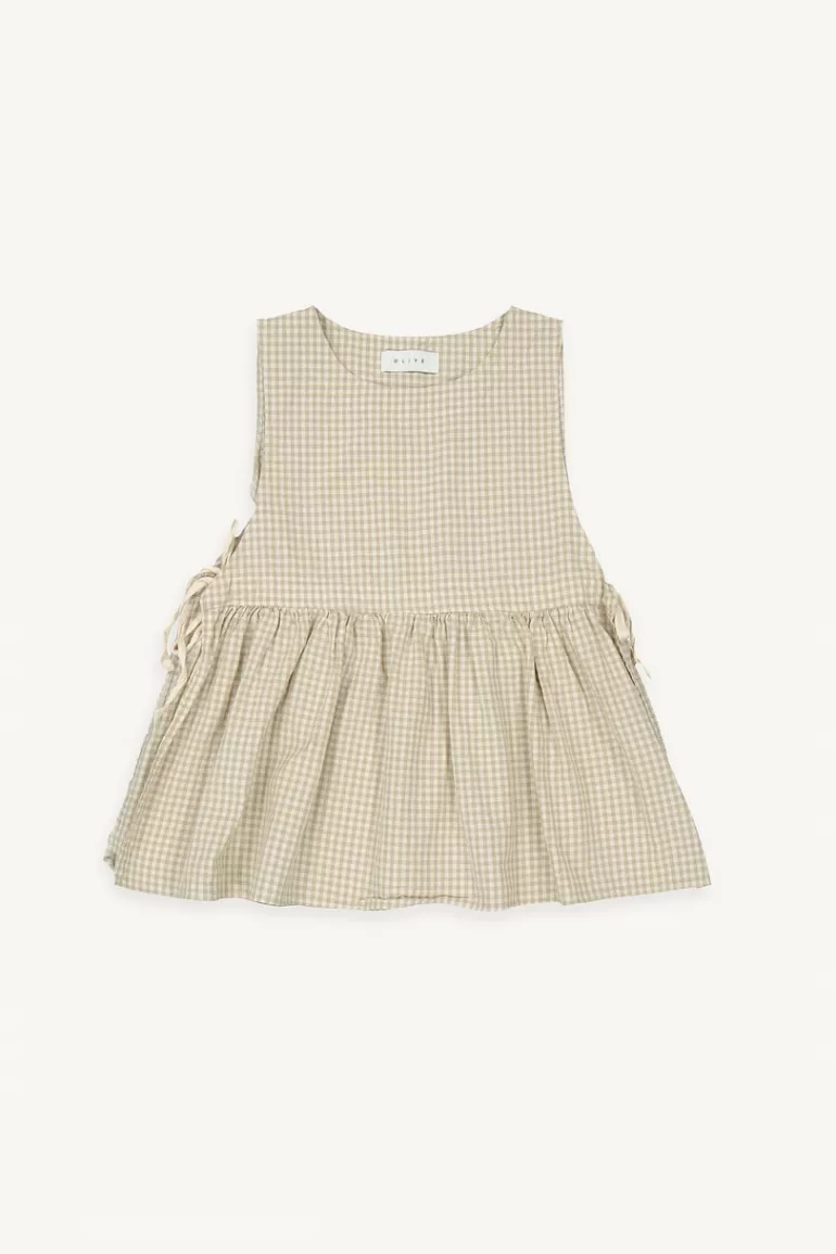 Women Olive Clothing Faye Ribboned Vest, Beige Gingham