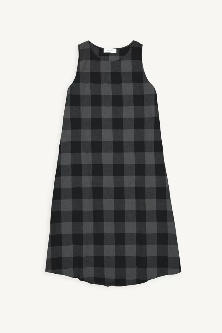 Women Olive Clothing Fiona Check Pinafore Dress, Charcoal