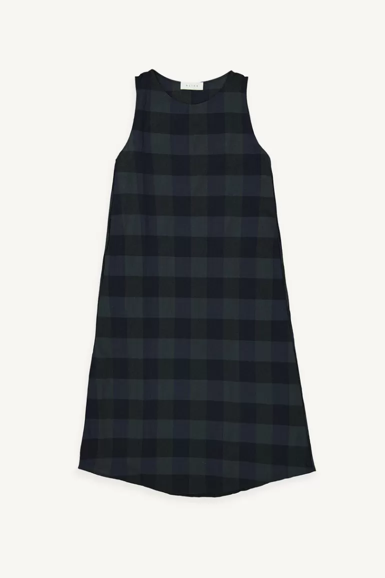 Women Olive Clothing Fiona Check Pinafore Dress, Navy