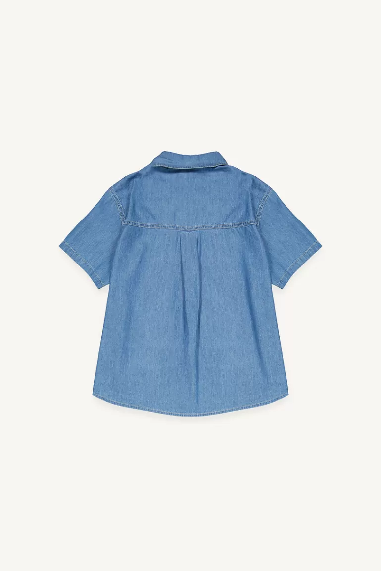 Women Olive Clothing Fiona Short Sleeve Soft Shirt, Denim Blue